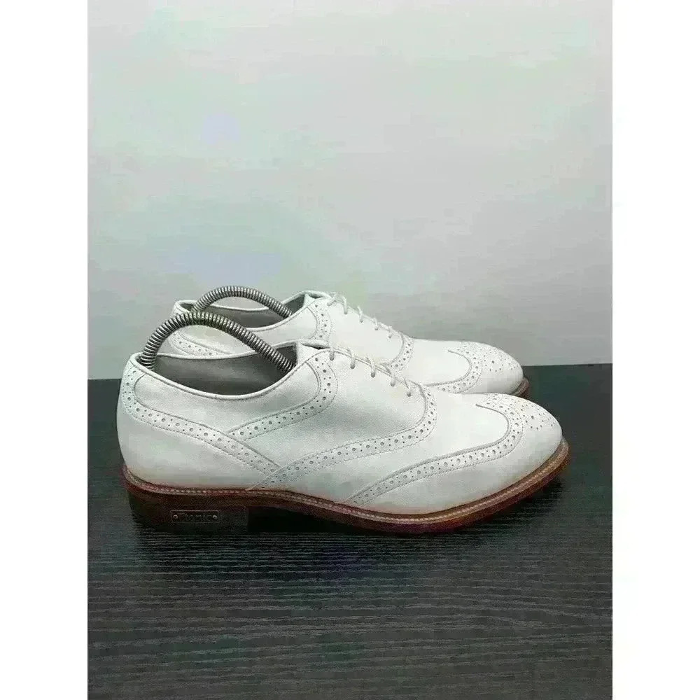 Etonic Ultimate White Leather Oxfords Wingtip Lace Up Golf Shoe Size US 9.5 D - Picture 7 of 11